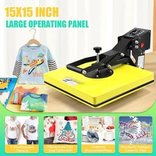 15"x15" Clamshell Heat Press Machine T-shirt Transfer Sublimation Print Yellow✨