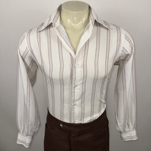 Vtg 60s 70s Disco Dress Shirt Dazed & Confused Soul Train Mod Striped Mens Large