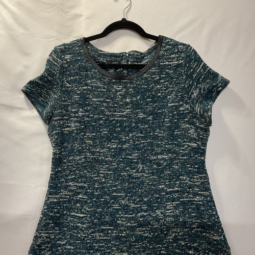 Vestido TALBOTS Teal Tweed Manchado Ajuste y Acampanado Línea A Ojos Espaciados Talla 16 LEER - Imagen 2 de 12