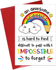 Teacher Thank You Card Teacher Appreciation Day Card Graduation Gifts for Teache