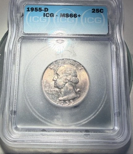 1955-D WASHINGTON QUARTER ICG GRADED MS66+
