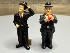 Laurel & Hardy 3" Hand Painted Resin Figures - Vintage!