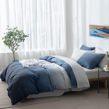 100 Cotton Duvet Cover Queen Size - Queen 90" 90" Gradient Ocean Blue