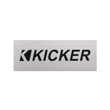KICKER Silver brushed aluminum Speaker Custom Logo Badge 106mm 4.17"X39mm 1.54"