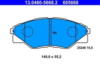 ATE Bremsbelagsatz Scheibenbremse 13.0460-5668.2 FüR Hilux Toyota 7 Pick Up