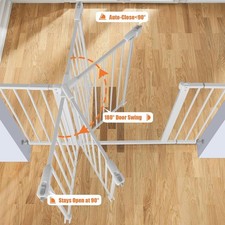 Keny Baby Pet Gate 29"-42.5" Pressure Mount 30" Walk-Through White Metal