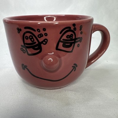 Vintage Dolce Vita Anthropomorphic Kitch 3D Smile Face Pink Mauve Mug Coffee Cup