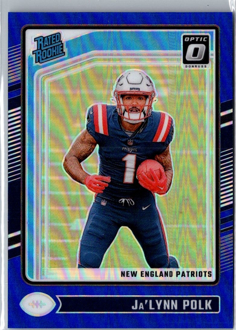 2024 Donruss Optic Blue Prizm #/199 NFL Ja'Lynn Polk Rated Rookie Patriots #240