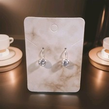 925 Sterling Silver Bezel Set CZ Dangle Earrings