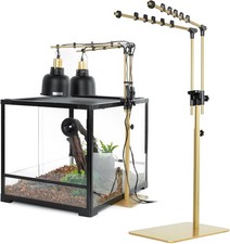 Metal Dual Reptile Lamp Stand 17.8"-36.2" Adjustable Tall Heat Lamp Stand
