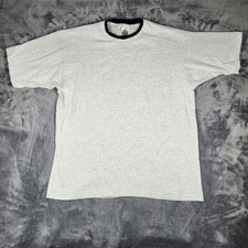 VINTAGE Munsingwear T-Shirt Mens Large Gray Heather Black Trim Crew Made in USA