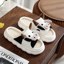 Cartoon Cow Indoor Slippers   Cozy Non  Slip Home Slides for Women  Men
