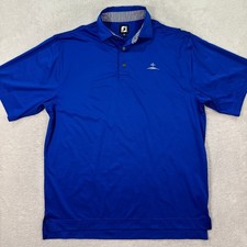 Footjoy FJ Mens Large Blue Golf Polo Shirt Short Sleeve Performance DryJoy EUC