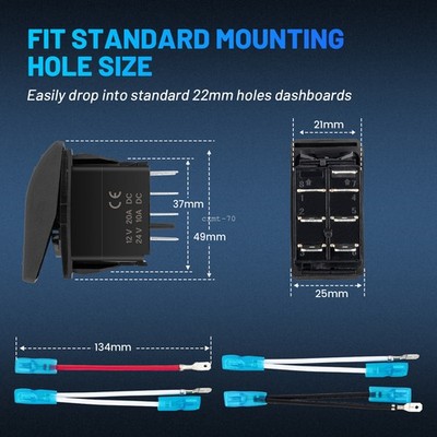 3ウエイインバーター Reverse Polarity 3 Way Rocker Switch 12V 20A 7PIN DPDT for Polaris