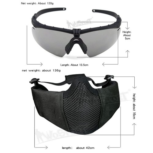 MH Tactical Fast Helmet Combined,with Foldable Ear Protection Half Face Mesh ... - Bild 4 von 6