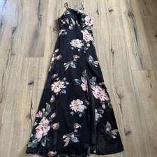 Jenny Yoo Collection Black Floral Formal Black Tie Maxi Dress Women’s Size 2 EUC