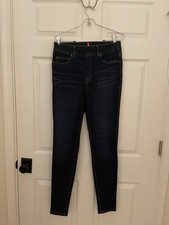 Spanx Womens M Pull On Slimming Skinny Jeans Dark Blue Rear Pockets 30W