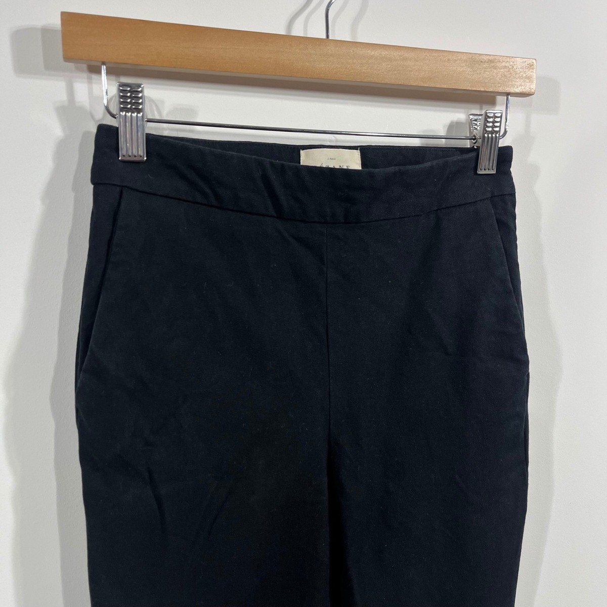 Sezane Trousers Black High Rise Slim Tapered Leg Pants Womens 0 Capsule Classic View 3