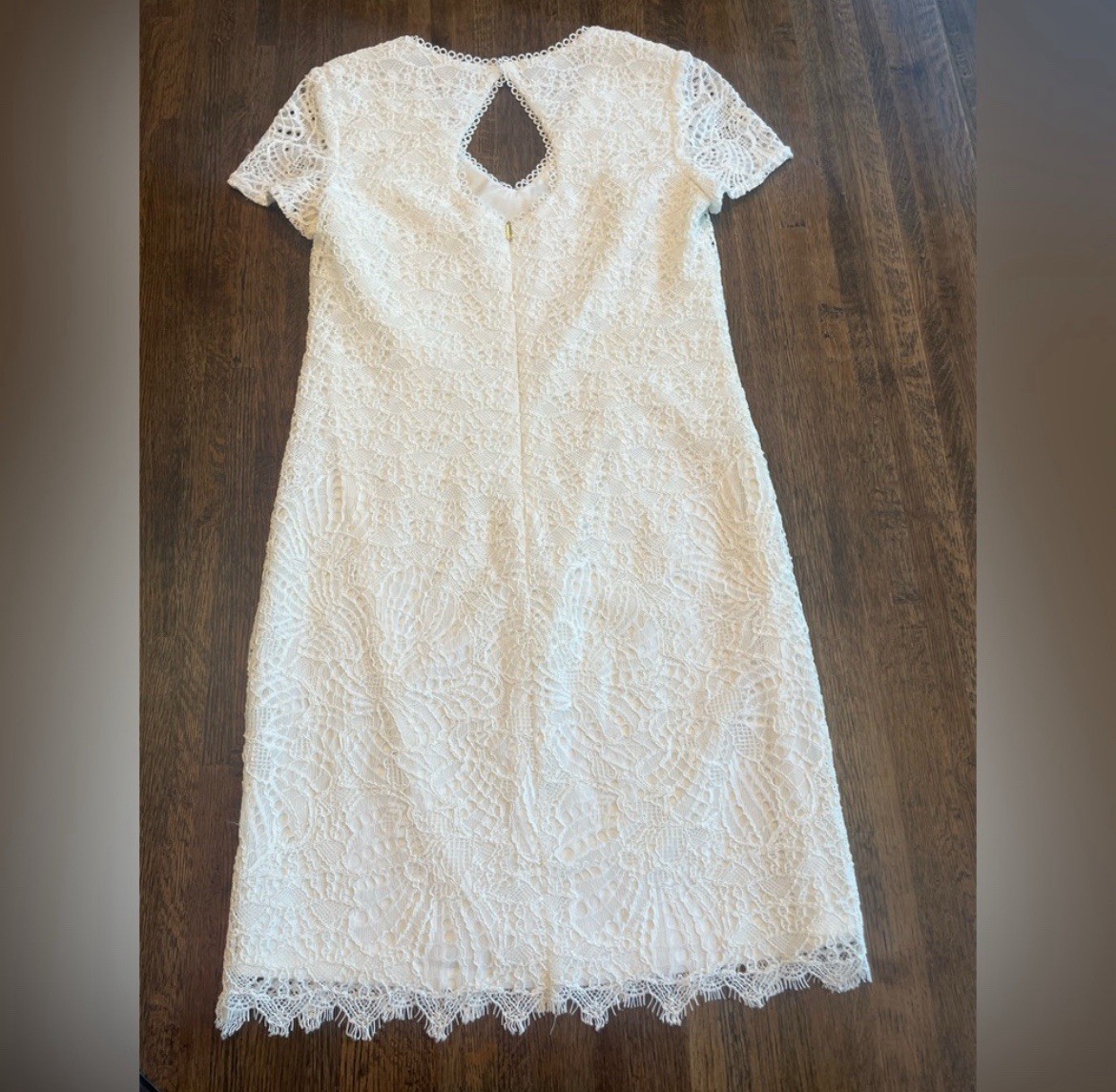 white lace dress brown belt Off White Lace Dress With Satin Belt
