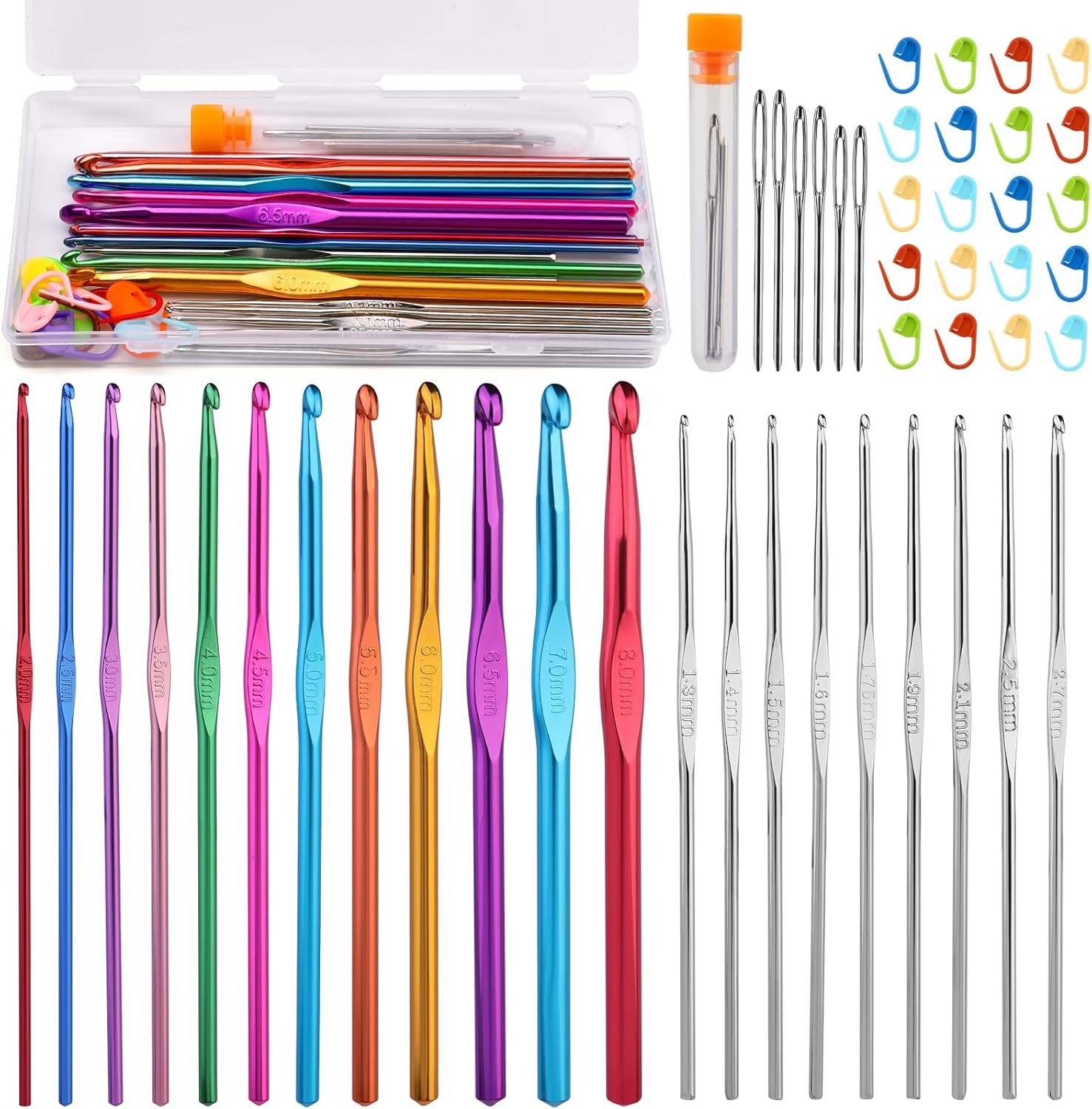MORFEN 48 Pcs Crochet Hooks Set, 21 Sizes Crochet Needles with Case, Ergonomic K