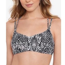 Salt  Cove Bikini Top Small Black White Snake Print Strappy Back NWT