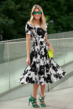 Dolce & Gabbana FW2015 Floral Black Roses Print White Cotton Midi Dress IT42