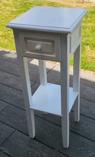 Wooden Telephone Table Display Plant Stand Tall Side Table with Drawer Shelf