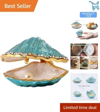 Metal Glass Seashell Trinket Box Small Jewelry Holder Elegant Gift