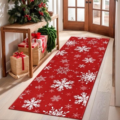 FRAMICS Christmas Runner Rug 2x6, Snowflake Washable Rug Runners for Hallways...