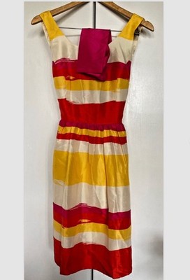 spiegel silk dress Spiegel Size 8 Silk Dress - Bold Striped Design, Sleeveless, Elegant