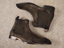 Men's Donald Pliner Sloan Oily Suede Slip-On Boot Dark Grey Size 11M ITALY 