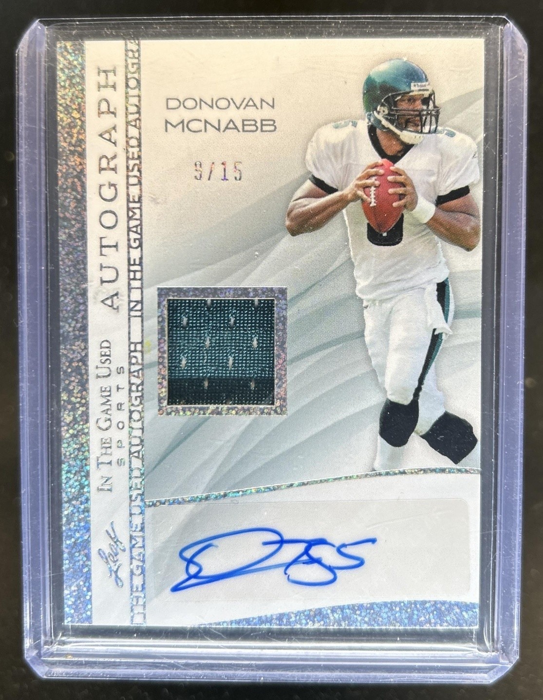 2025 Leaf In the Game Used Donovan McNabb Auto Autograph Glitter Holo #/15 view 1