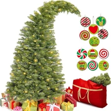 Syhood 9FT Whimsical Bendable Artificial Christmas Tree with Ornaments and Bag G