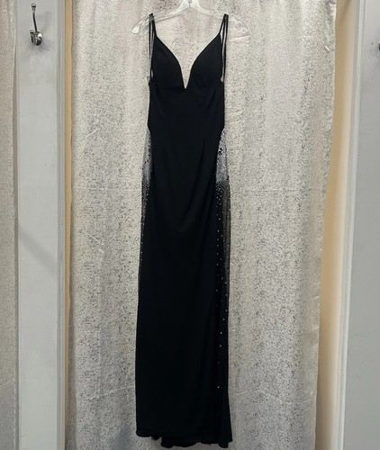 Jovani Evening Dress 06566 Black With The Rhinestones Size 6 Open Back