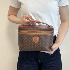 CELINE Macadam Vanity Bag borsetta borsetta borsa cosmetica marrone vintage