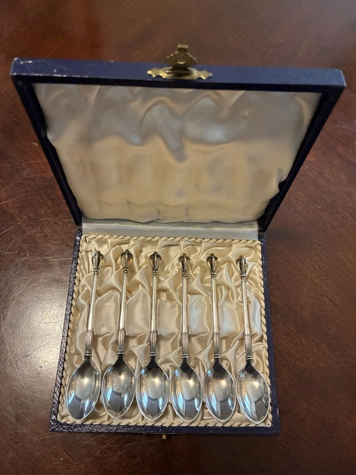 Vintage W&S Sorensen Sterling Silver Demitasse Spoons Golden Crown Denmark - Image 3 of 4