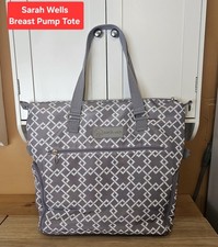 Sarah Wells Tote - Lizzy Breast Pump Bag Gray Lattice Purple Inside