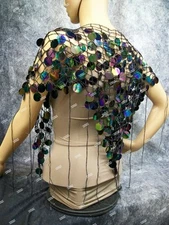 Iridescent Sea Siren Fishnet Shoulder Wrap Sarong Queen Ursula Mermaid Magical