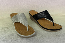 Women's Toe Post Sandal. Size 3,4,5,6,7,8. Available in Silver and Black.