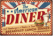 Retro Food Tin Sign 8x12in Metal Wall Decor for Diner Cafe Kitchen