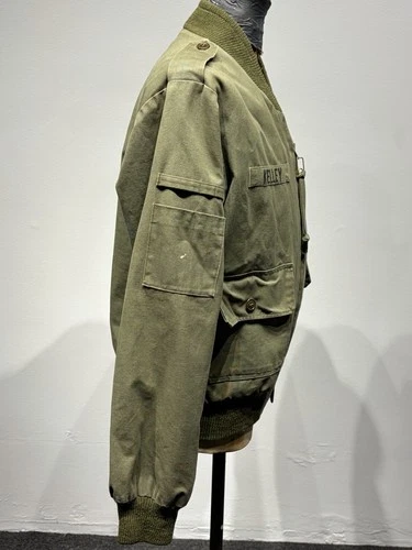 Vintage US Army Flight Jacket Olive Green Orange Lining Name Tape Patch M L image 6