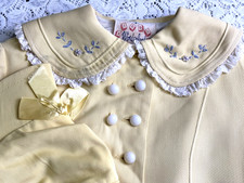 Vtg Wonderland 40's 50's Toddler Child's Yellow Lined Spring Dress Coat  Bonnet