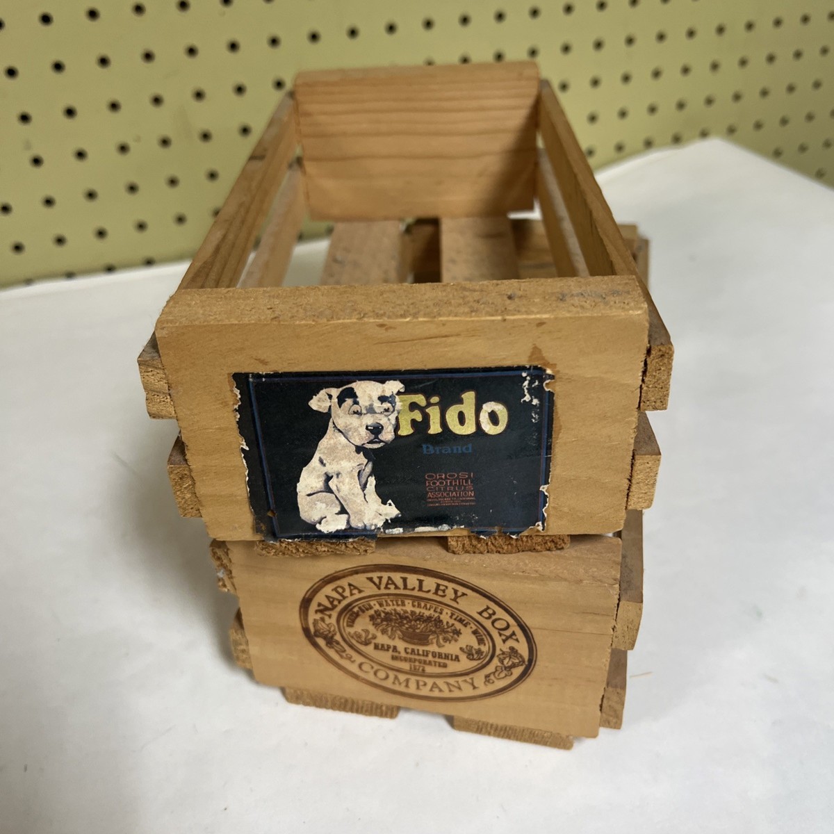 2 Napa Valley Box Co. Wooden Vtg Cassette Tape Storage Crate Fido