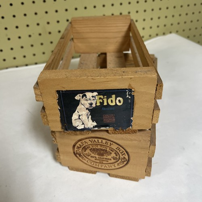 #ad 2 Napa Valley Box Co. Wooden Vtg Cassette Tape Storage Crate Fido Dog Tom Cat $18.69