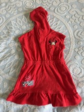 Disney Junior Minnie Mouse Girls Size 3T Hooded Swim Cover Terry Cloth Red