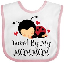 Inktastic Loved By My MomMom Grandchild Baby Bib Granddaughter Ladybug Childs