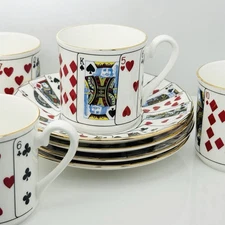 1 Set Tiffany & Co Espresso Expresso Demitasse Cup Poker Playing Cards Deck Game