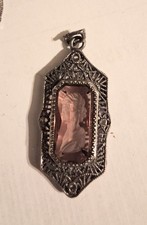 vintage 925 sterling amethyst cameo pendant 14