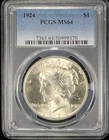 1924 P Peace Dollar PCGS MS64 US 90% Silver Graded Coin Slab Philadelphia Mint