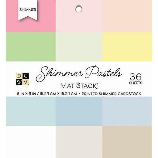 DCWV 6""x6"" Shimmer Cardstock Stack 36pcs - Pastels